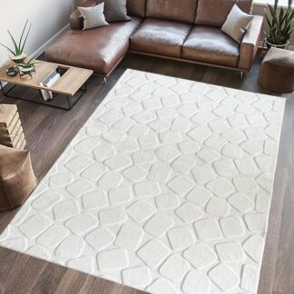 Carpet, embossed pattern,Stone,160x230 Cream