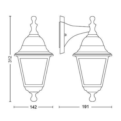 LIMA wall lantern black 1x60W 230V - Image 2