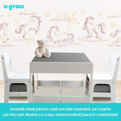 Table and 2 chairs set, white MDF, U-Grow - Image 7