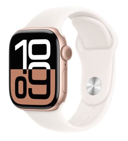Apple Watch Series 10 GPS + Cellular 42mm Rose Gold Aluminium Case with Light Blush Sport Band - S/M - Image 2