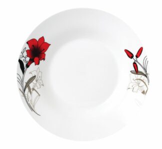DEEP PORCELAIN PLATE 20CM, RED FLOWERS