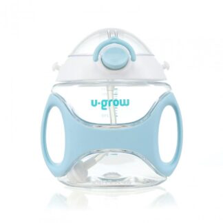 Tritan bottle with straw and strap, blue