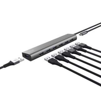 Hub Trust Halyx 7xUSB 3.2 Gen1, gray
