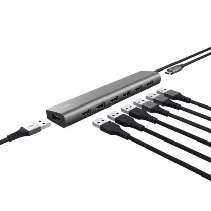 Hub Trust Halyx 7xUSB 3.2 Gen1, gray