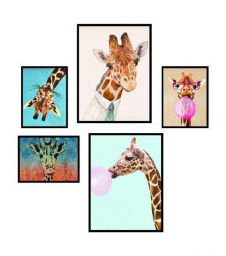 Set of 5 decorative paintings Zebra Fun