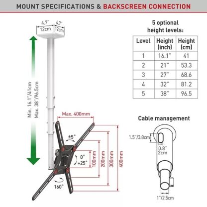 TV MOUNT BARKAN 29"-65" WHT - Image 2