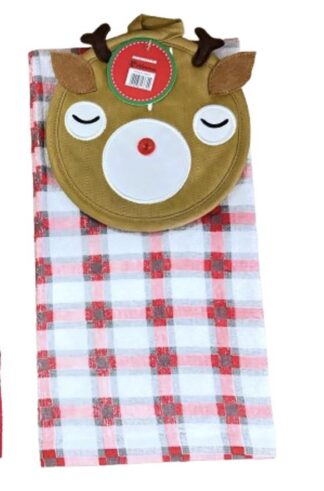 Set of 2 kitchen pieces: dish rack, towel