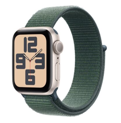 Apple Watch SE GPS + Cellular 44mm Starlight Aluminium Case with Lake Green Sport Loop - Image 2