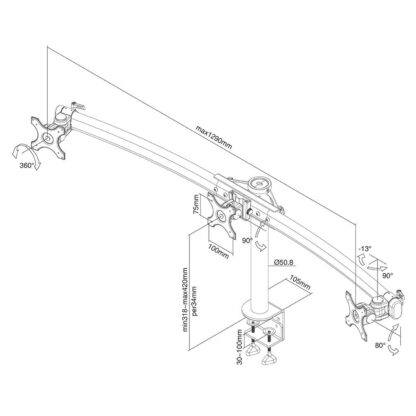 Neomounts Screen TV Desk Clamp FullM x3 10"-27" - Image 2