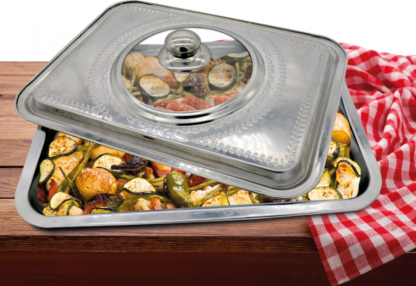 OVEN TRAY WITH LID, STAINLESS STEEL, 39x29x7 CM