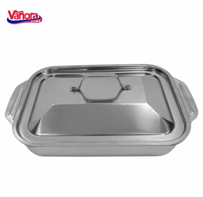 STAINLESS STEEL TRAY WITH LID 36.5x22x7 CM, ZIRA - Image 2
