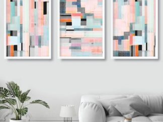 Set of 3 Geometric Pink decorative paintings