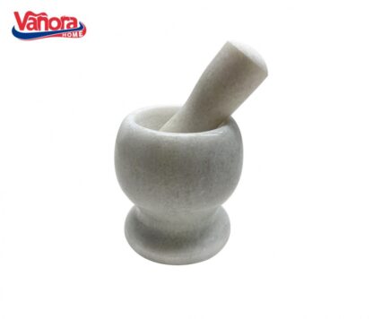 MORTAR WITH MARBLE PISTIL, DIA 9.5 CM, WHITE