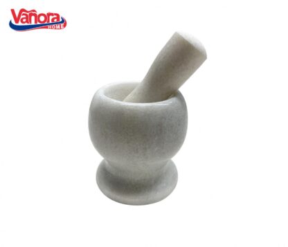 MORTAR WITH MARBLE PISTIL, DIA 9.5 CM, WHITE