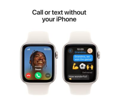Apple Watch SE GPS + Cellular 44mm Starlight Aluminium Case with Starlight Sport Band - S/M - Image 5