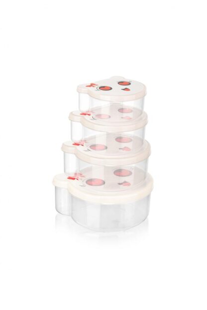 SET OF 4 CASERS WITH LID, PLASTIC, PUCCA