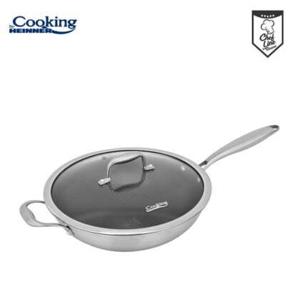 STAINLESS STEEL WOK PAN+COVER 30x8.5CM, TITANIUM3