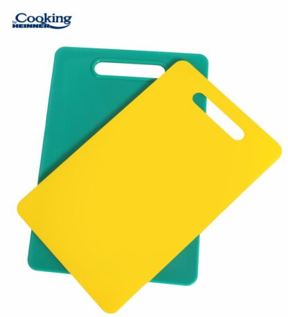 SET OF 2 PLASTIC CUTTING BOARDS, Green+Yellow