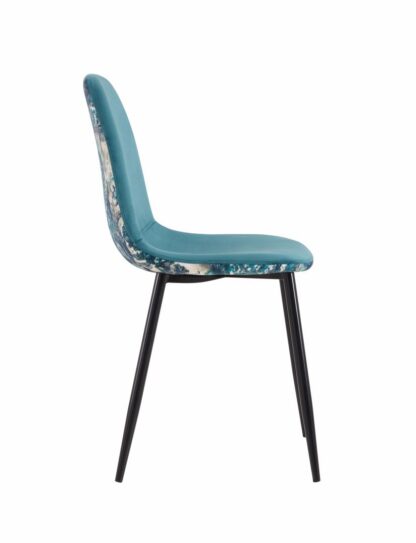 Set of 2 Jaquard velvet chairs - Blue