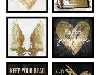 Set of 6 Gold Heart decorative paintings