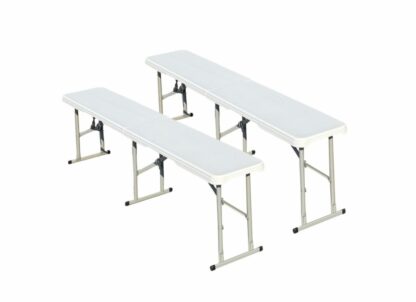 HEINNER TABLE SET WITH 2 FOLDABLE PLASTIC BENCHES - Image 4