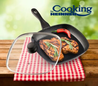 GRILL PAN ALUM. + LID, 28X4CM, BLACK SAND - Image 2
