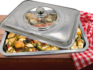 OVEN TRAY WITH LID, STAINLESS STEEL, 35x26x7 CM