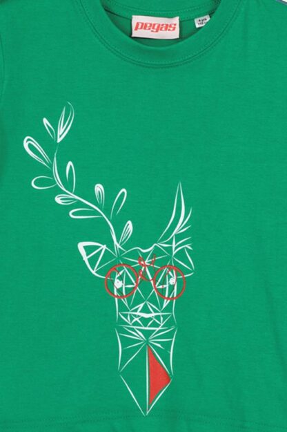 Deer Family T-shirt Kids K Green-8 - Image 3