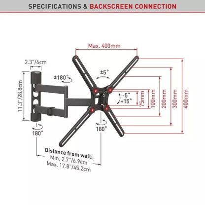 Full Motion Barkan TV Wall Mount 65" - Image 2