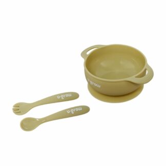 Silicone bowl & spoon set, olive, U-Grow