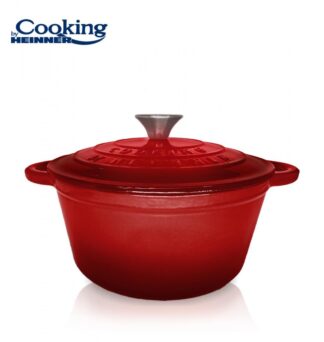 ENAMEL CAST IRON PAN+LID 22X9.5CM,2.9L, RED LINE