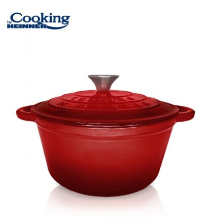 ENAMEL CAST IRON PAN+LID 22X9.5CM,2.9L, RED LINE