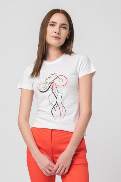 T-Shirt Casual F Lady With ... White-M - Image 5