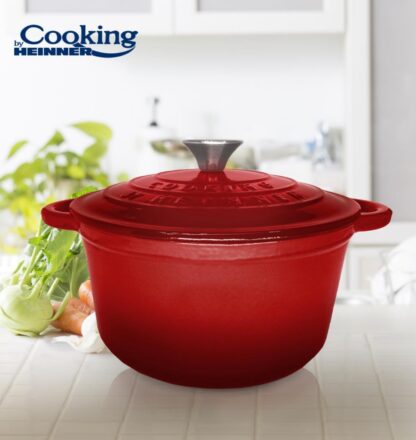 ENAMEL CAST IRON SEMI-PAN+LID 28X13 CM, 6L, RED LINE - Image 2