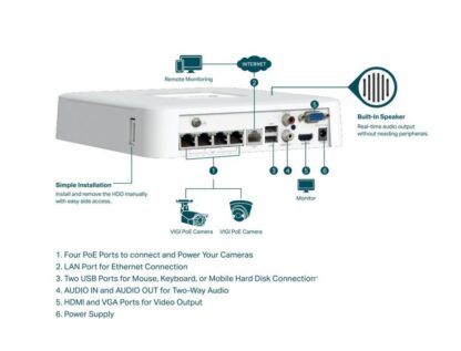 TP-LINK VIGI 4 CH POE+ NW VIDEO RECORDER - Image 3