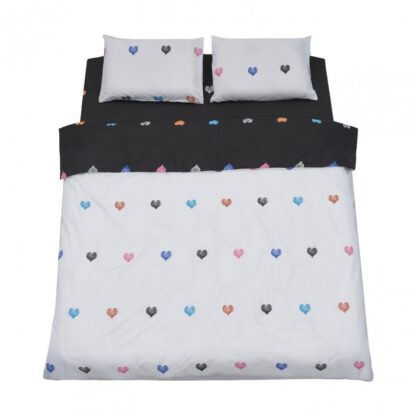KS MICROFIBER HEARTS BED LINEN