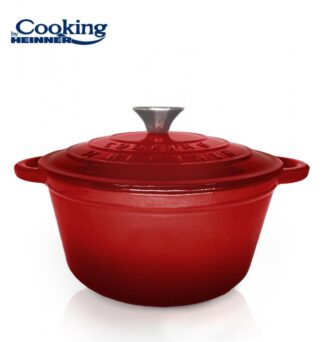 ENAMEL CAST IRON SEMI-PAN+LID 24x11.5CM,4L, RED LINE