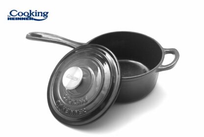 ENAMELED CAST IRON CASSEROLE + LID 19X9 CM,1.8L,MARBLE GREY - Image 2