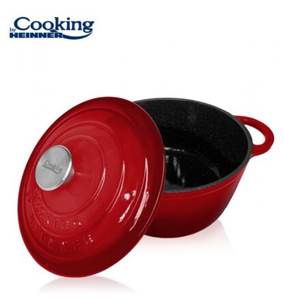 ENAMEL CAST IRON PAN+LID 22X9.5CM,2.9L, RED LINE - Image 2