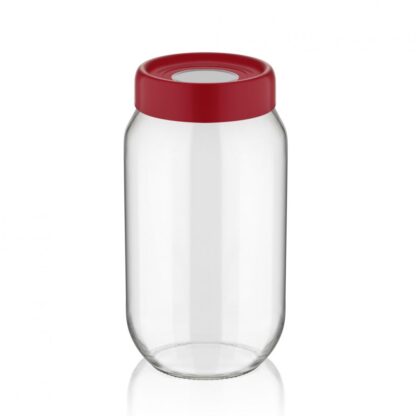 GLASS STORAGE JAR WITH LID, 1 L RED
