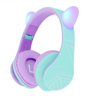PowerLocus Wireless Headphones for KidsCats Purple/Teal