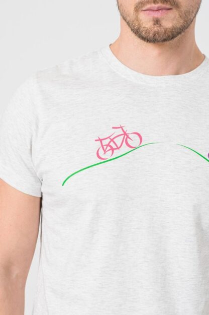 Casual T-shirt Bicycle Family Men Light Gray-Xxl - Image 5