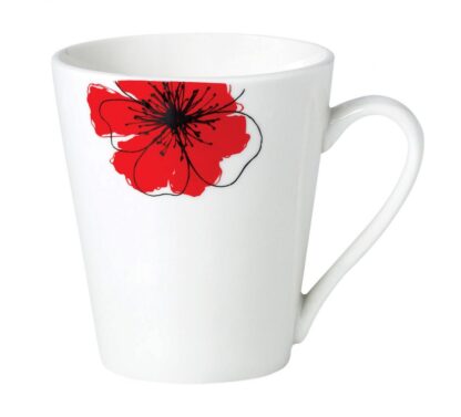 PORTABLE CUP 310 ML, RED FLOWERS