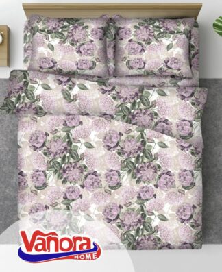 King size cotton bed set, 92 gsm, Peony