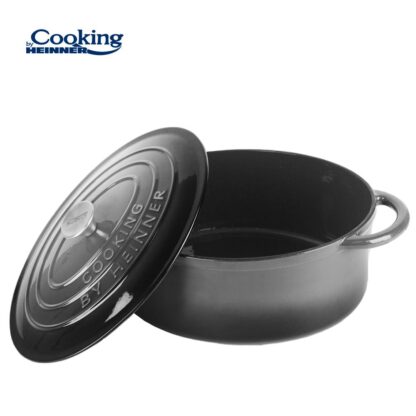 ENAMELED OVAL CAST IRON POT + LID 33x26.5x11.5CM, 6L MARBLE GRAY, COOKING BY HEINNER - Image 2