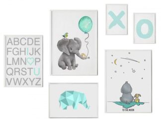 Set of 6 Elephant decorative paintings