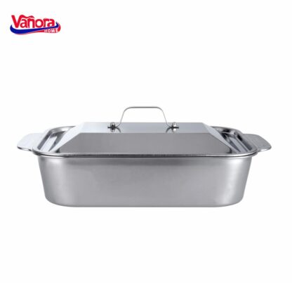 STAINLESS STEEL TRAY WITH LID 36.5x22x7 CM, ZIRA
