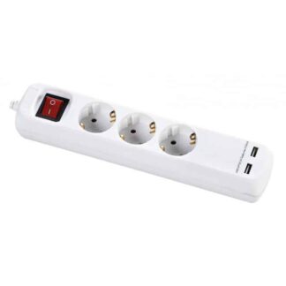 Extension cord with 3 CEE7/3 sockets with protection