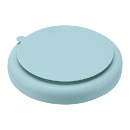 Silicone plate with suction cup, blue