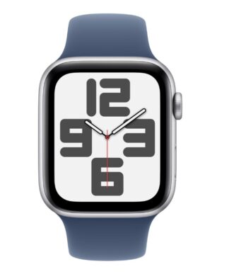 Apple Watch SE GPS 44mm Silver Aluminium Case with Denim Sport Band - S/M